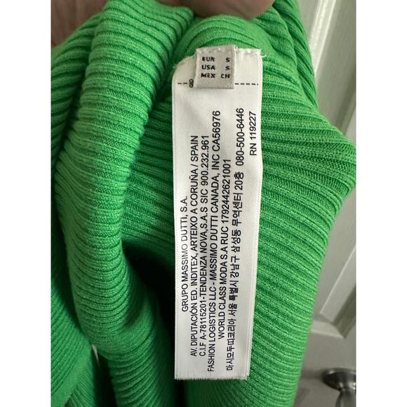 MASSIMO DUTTI Studio Green Ribbed Midi Dress - Sz Small - Picture 5 of 5